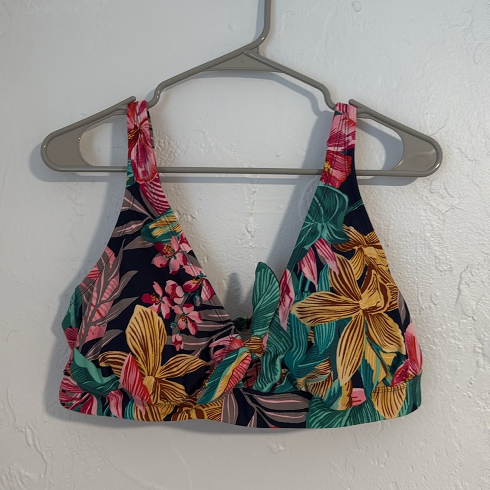 Kona Sol Floral Tie Front Bikini Top Size Size XL